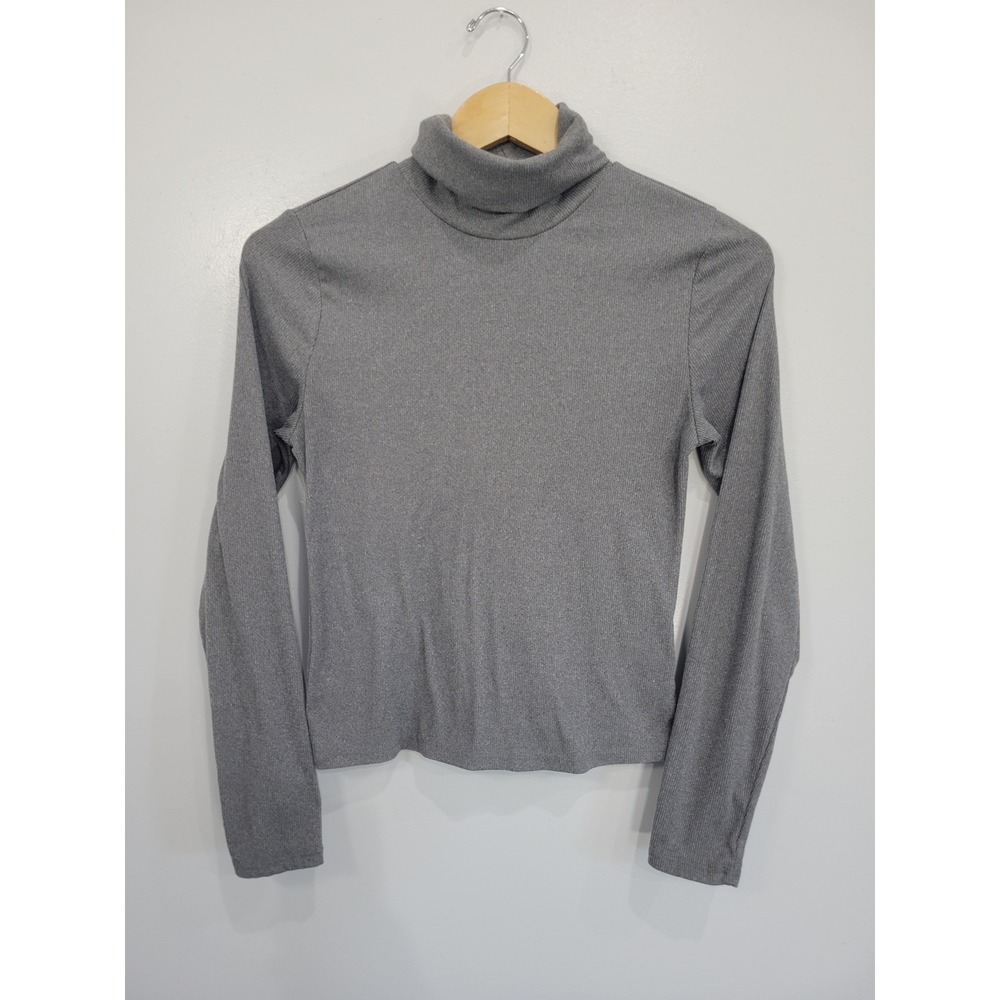One Step Up Womens Heather Grey Ribbed‎ Long Sleeve Turtleneck Top Size M